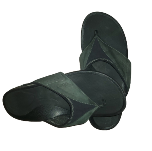 Abeo Shoes - Abeo Womens blk/grey Leather Balboa Flip Flop Sandals size 7.5